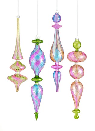Main View - Click To Enlarge - KURT S ADLER - Assorted Colourful Finial Four Christmas Ornament Set