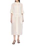 R2W Gillian Sheer Belted Wool Blend Dress