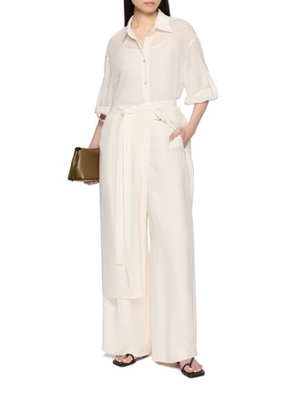 Figure View - Click To Enlarge - R2W - Gillian Sheer Belted Wool Blend Dress