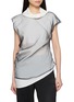 R2W Asymmetrical Draped Layered Sheer Top