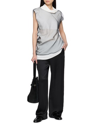 Figure View - Click To Enlarge - R2W - Asymmetrical Draped Layered Sheer Top