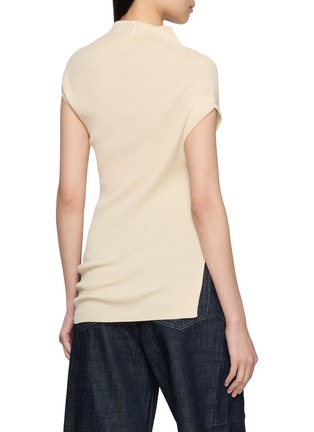 Back View - Click To Enlarge - R2W - Sophia Draped Ribbed Cotton Silk Linen Knit Top