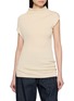 R2W Sophia Draped Ribbed Cotton Silk Linen Knit Top