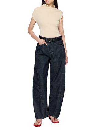 Figure View - Click To Enlarge - R2W - Sophia Draped Ribbed Cotton Silk Linen Knit Top
