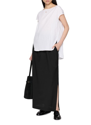Figure View - Click To Enlarge - R2W - Barry Pleated Boatneck Cotton Blouse