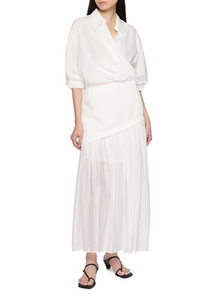 Figure View - Click To Enlarge - R2W - Seria Asymmetrical Layered Chiffon Cotton Linen Blend Skirt