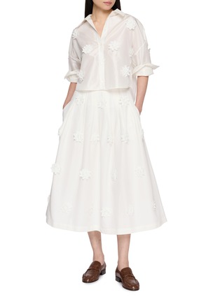 Figure View - Click To Enlarge - THE LOOM - Floral Embellished Pleated Silk Maxi Skirt