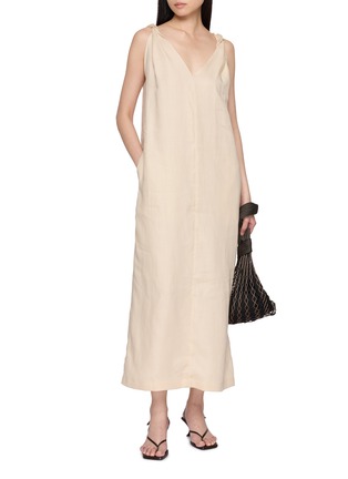 Figure View - Click To Enlarge - THE LOOM - Knotted Shoulder Draped Maxi Dress