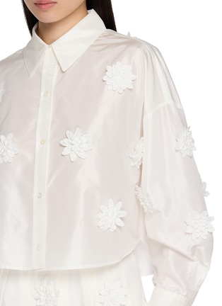  - THE LOOM - Floral Embellished Relaxed Cropped Silk Shirt