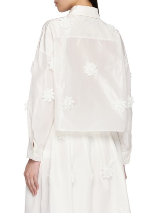 Back View - Click To Enlarge - THE LOOM - Floral Embellished Relaxed Cropped Silk Shirt