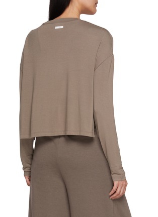 Back View - Click To Enlarge - NYLORA - Ingrid Long Sleeve Crewneck Cropped Top