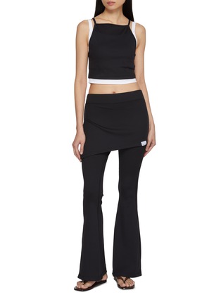 Figure View - Click To Enlarge - NYLORA - Laura Asymmetrical Layered Skirt Ribbed Pants