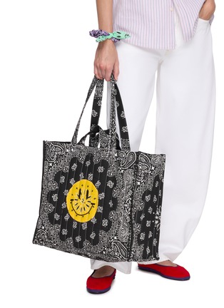 Figure View - Click To Enlarge - CALL IT BY YOUR NAME - Maxi Cabas Happy Face Cotton Tote Bag