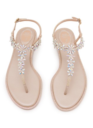 Detail View - Click To Enlarge - RENÉ CAOVILLA - Eva Strass Embellished Satin Thong Sandals