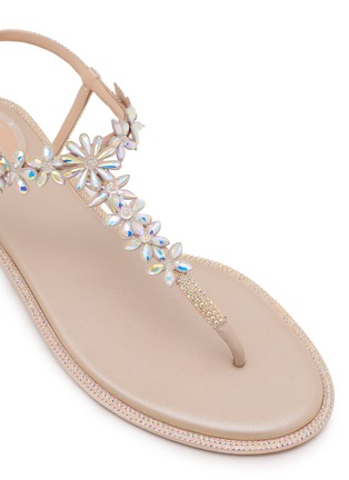 Detail View - Click To Enlarge - RENÉ CAOVILLA - Eva Strass Embellished Satin Thong Sandals