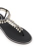 Detail View - Click To Enlarge - RENÉ CAOVILLA - Diana Faux Pearl Embellished Satin Thong Sandals