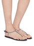 Figure View - Click To Enlarge - RENÉ CAOVILLA - Diana Faux Pearl Embellished Satin Thong Sandals