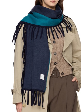 Figure View - Click To Enlarge - JOVENS - Bi Colour Fringed Cashmere Scarf