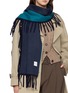 Figure View - Click To Enlarge - JOVENS - Bi Colour Fringed Cashmere Scarf