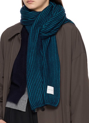 Figure View - Click To Enlarge - JOVENS - Bi Colour Stripe Cuff Cashmere Scarf