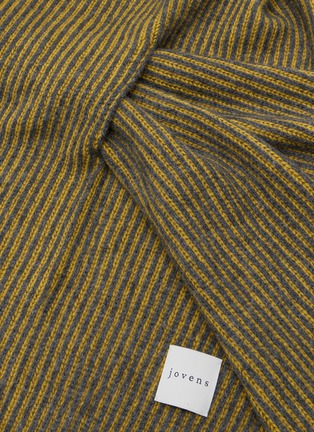 Detail View - Click To Enlarge - JOVENS - Bi Colour Stripe Cuff Cashmere Scarf
