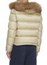 Back View - Click To Enlarge - KRUF - Detachable Raccoon Fur Trim Hood Quilted Down Jacket