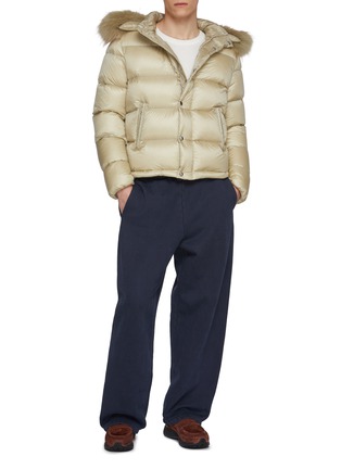 Figure View - Click To Enlarge - KRUF - Detachable Raccoon Fur Trim Hood Quilted Down Jacket