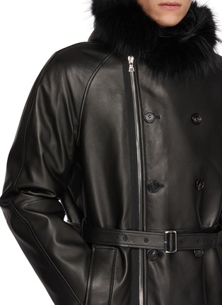  - KRUF - Belted Mink Fur Leather Long Biker Jacket