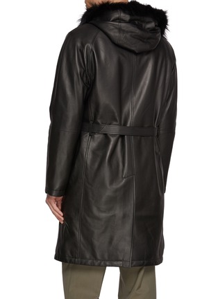 Back View - Click To Enlarge - KRUF - Belted Mink Fur Leather Long Biker Jacket