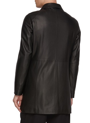 Back View - Click To Enlarge - KRUF - Mink Fur Lined Leather Long Coat