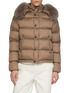 KRUF Detachable Raccoon Trim Hood Quilted Jacket
