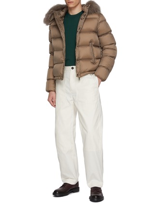 Figure View - Click To Enlarge - KRUF - Detachable Raccoon Trim Hood Quilted Jacket