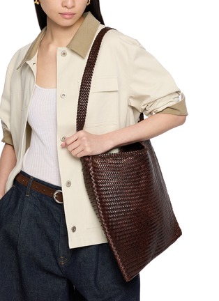 Figure View - Click To Enlarge - DRAGON DIFFUSION - Diagonal Square Woven Leather Tote Bag