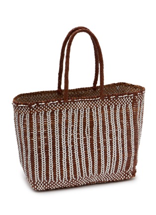 Detail View - Click To Enlarge - DRAGON DIFFUSION - Handwoven Striped Buffalo Calf Leather Basket Tote Bag