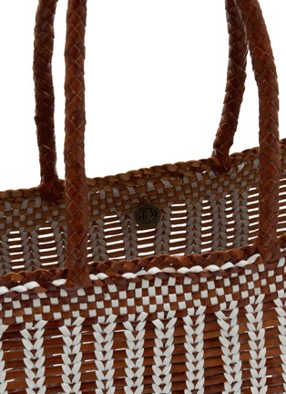Detail View - Click To Enlarge - DRAGON DIFFUSION - Handwoven Striped Buffalo Calf Leather Basket Tote Bag