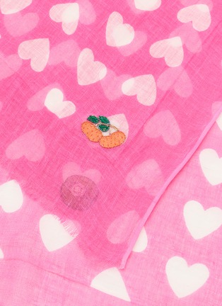 Detail View - Click To Enlarge - CITRUS - Heart Print Summer Embroidery Linen Scarf