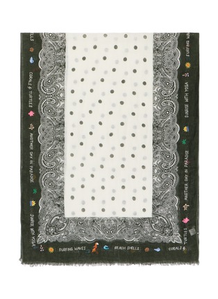 Detail View - Click To Enlarge - CITRUS - Border Print Embroidered Linen Scarf