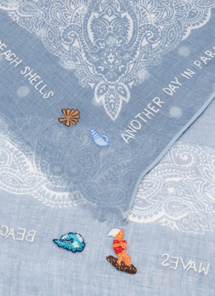 Detail View - Click To Enlarge - CITRUS - Paisley Dot Border Embroidery Linen Scarf