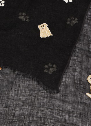 Detail View - Click To Enlarge - CITRUS - Paw Embroidery Linen Scarf