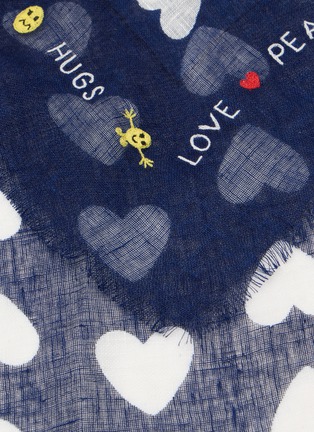 Detail View - Click To Enlarge - CITRUS - Heart Bandana Embroidered Linen Scarf