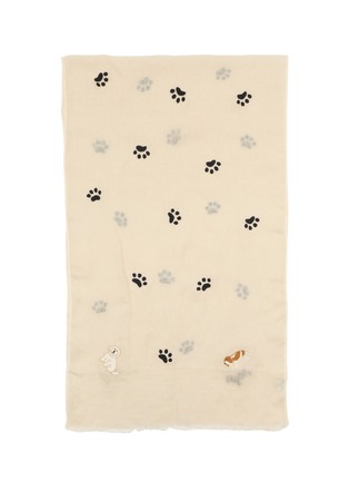 Detail View - Click To Enlarge - CITRUS - Paw Embroidery Linen Scarf