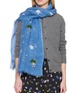 Figure View - Click To Enlarge - CITRUS - Star Print Summer Embroidery Linen Scarf