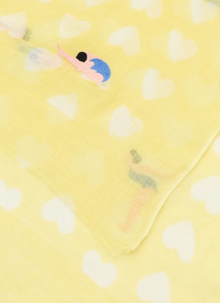 Detail View - Click To Enlarge - CITRUS - Heart Print Summer Embroidery Linen Scarf