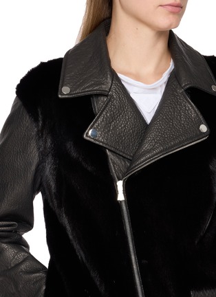  - KRUF - Mink Fur Panel Biker Leather Jacket