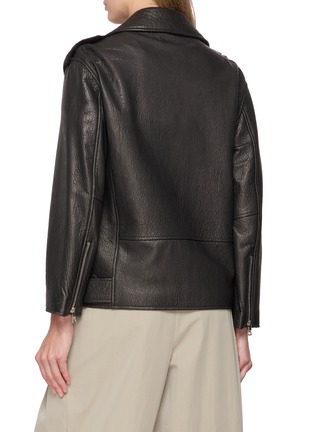 Back View - Click To Enlarge - KRUF - Mink Fur Panel Biker Leather Jacket