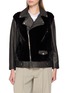 KRUF Mink Fur Panel Biker Leather Jacket
