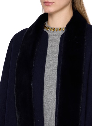  - KRUF - Detachable Mink Fur Collar Cashmere Coat