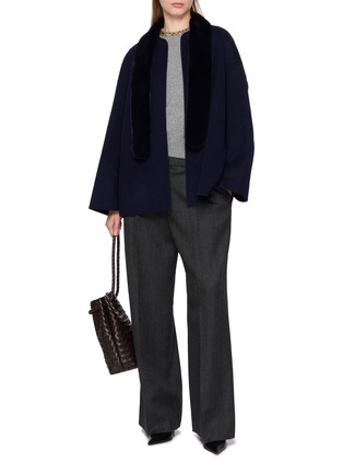Figure View - Click To Enlarge - KRUF - Detachable Mink Fur Collar Cashmere Coat