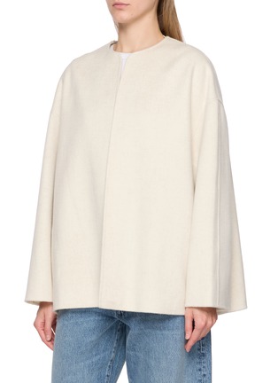 Detail View - Click To Enlarge - KRUF - Detachable Mink Fur Collar Cashmere Coat