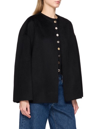 Detail View - Click To Enlarge - KRUF - Detachable Collar Multi Button Cashmere Coat